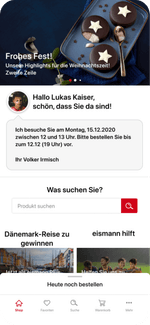 Ein Screendesign der Eismann App wird dargestellt, um dir einen schnellen Einblick in die App zu geben. Dort wird der individuelle Kundenservice verdeutlicht.